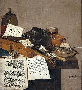 Still life with a copy of De Waere Mercurius, a broadsheet with the news of Tromp's victory over three English ships on 28 June 1639, and a poem telli